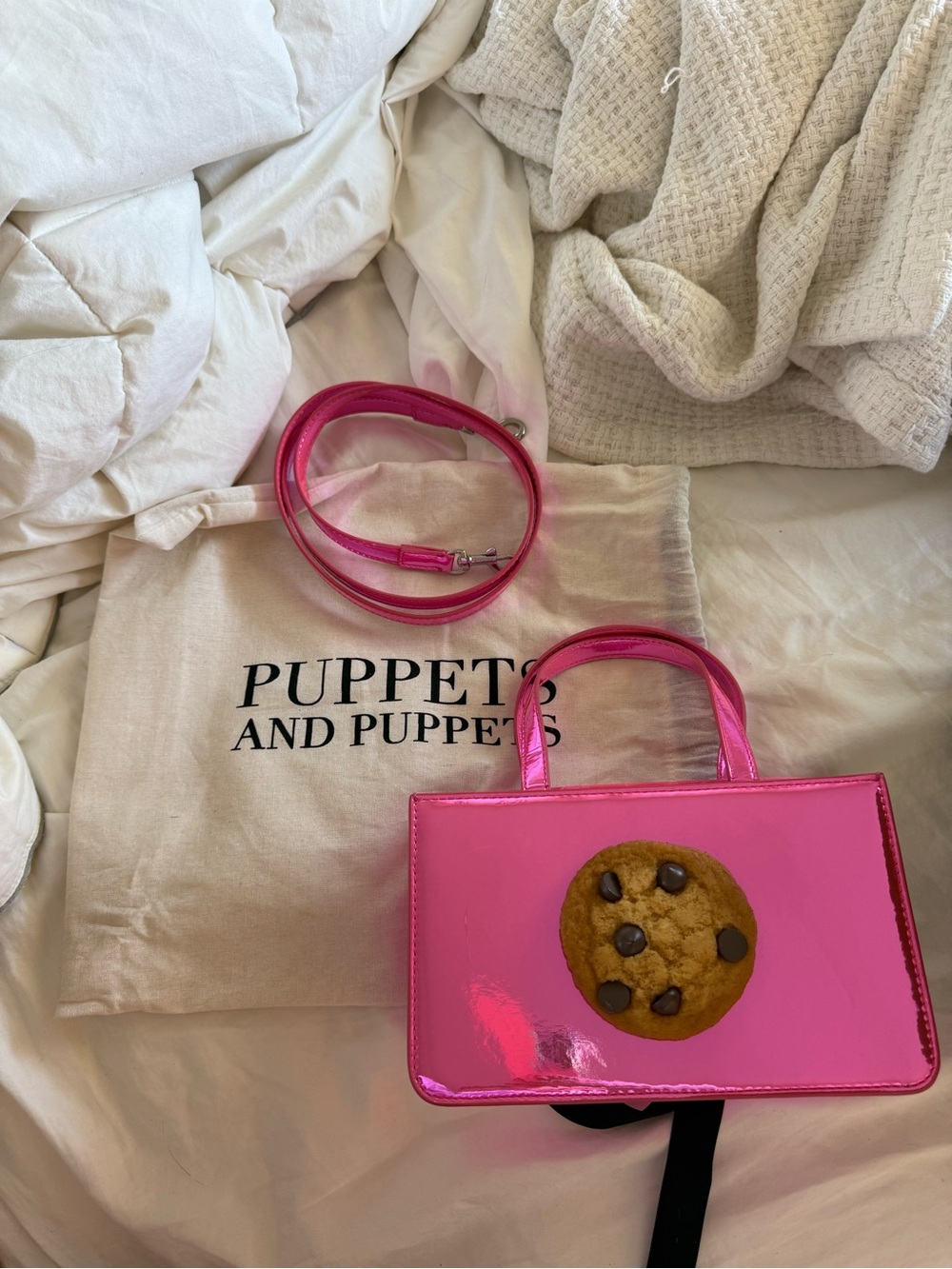 Hot Pink Patent Mini Tote with Cookie Motif